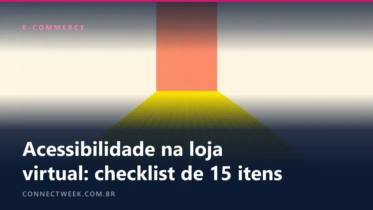 Composição minimalista de uma faixa de piso tátil amarelo levando a uma porta larga e aberta, no nível do chão