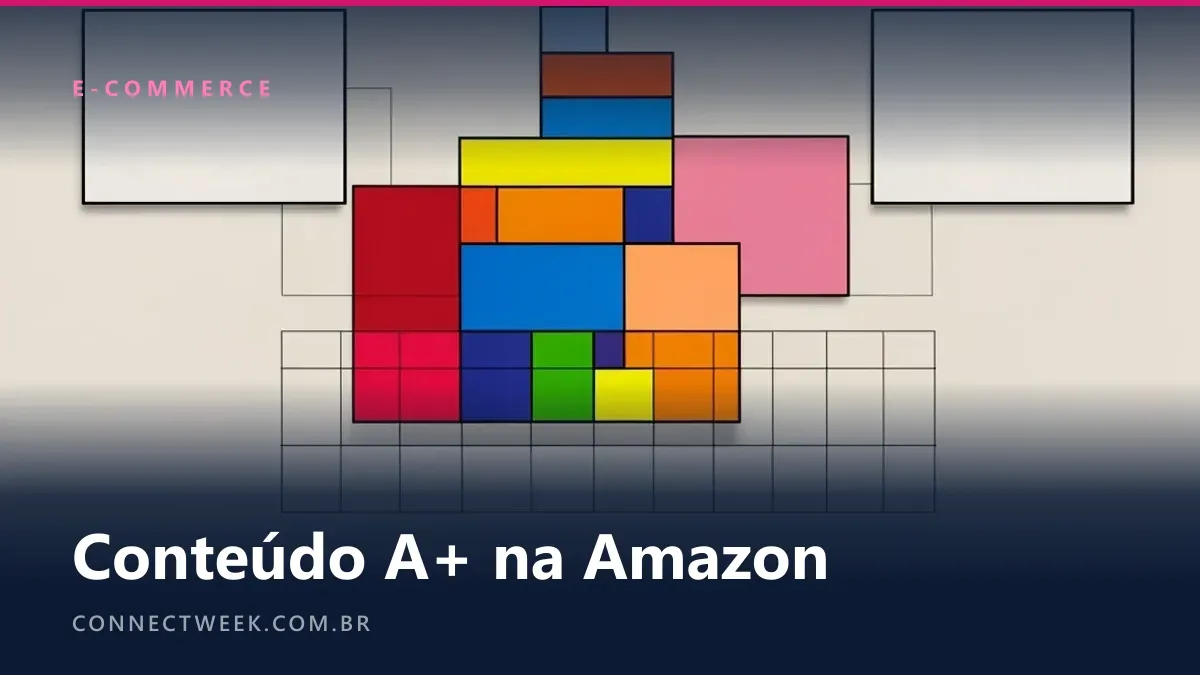 Página de produto feita de blocos coloridos com molduras e tabela