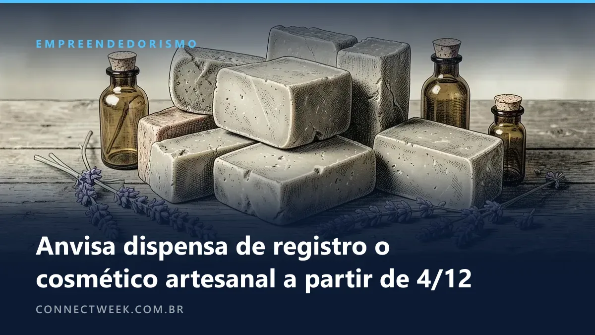 Gravura botânica de sabonetes, frascos âmbar e ramos de lavanda numa bancada