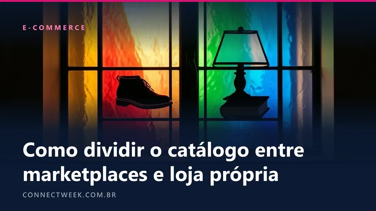 Vitral de dois painéis coloridos, um com a silhueta de um sapato e outro com a de uma luminária sobre livros