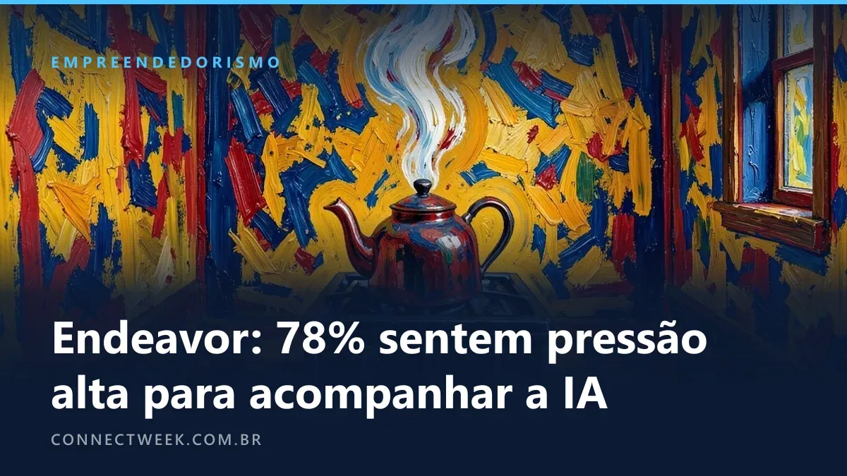 Pintura expressionista de uma chaleira no fogão soltando um vapor alto e ondulado num cômodo de paredes agitadas