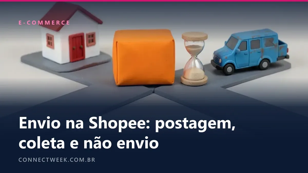 Pacote laranja em massinha numa bifurcação entre agência e van, com ampulheta