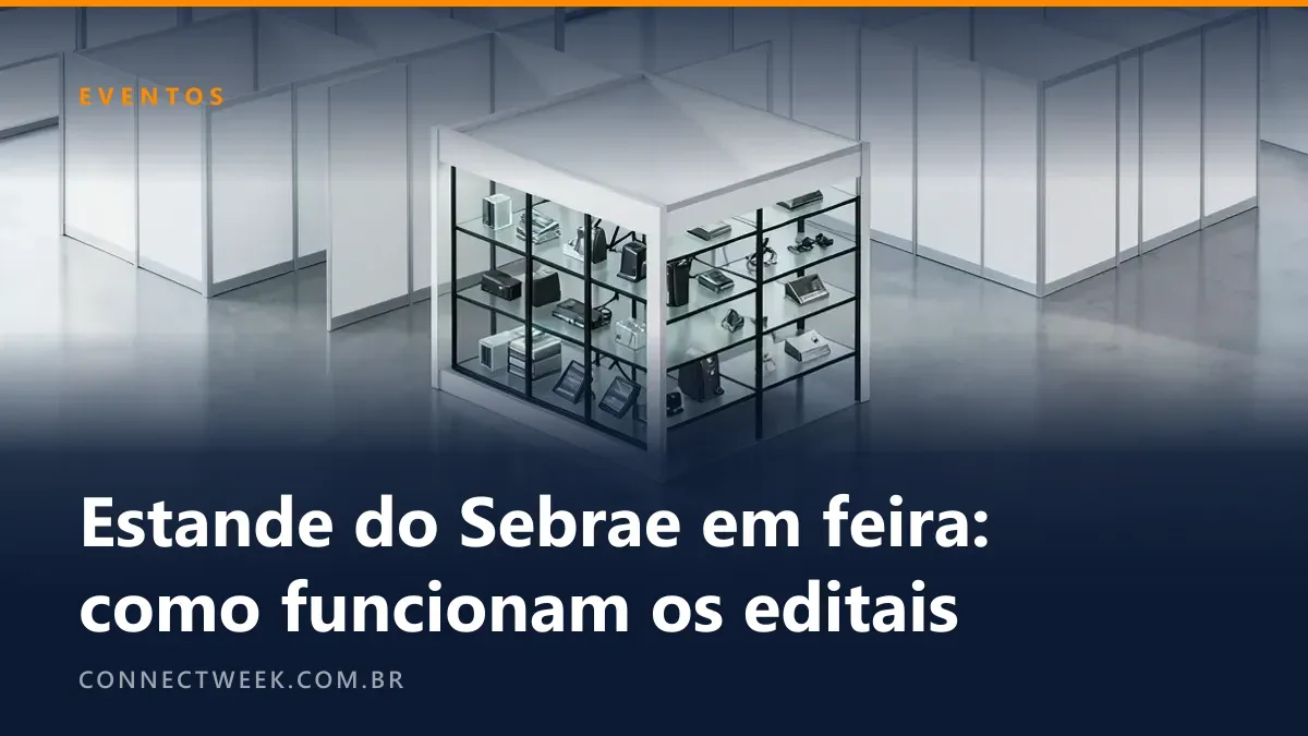 Pavilhão isométrico com estandes iguais e um deles em destaque