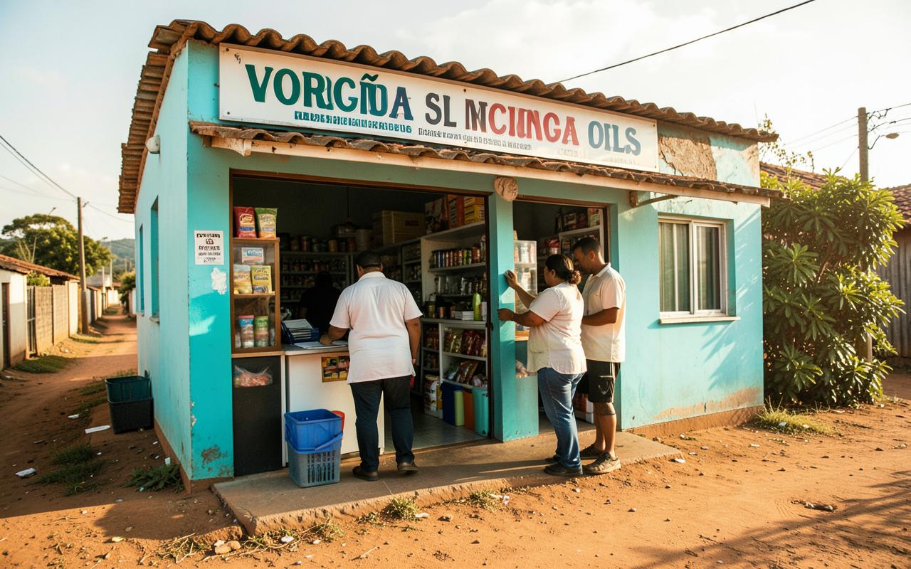 Fachada de loja de franquia em rua principal de cidade do interior