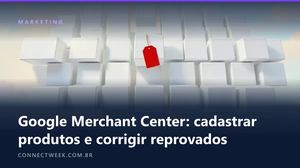 Pintura surrealista de caixas de produto flutuando no céu, uma delas com etiqueta vermelha presa por fio