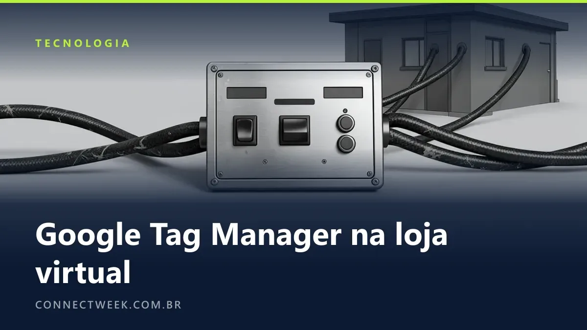 Painel de controle com chaves e cabos ligados a uma pequena loja