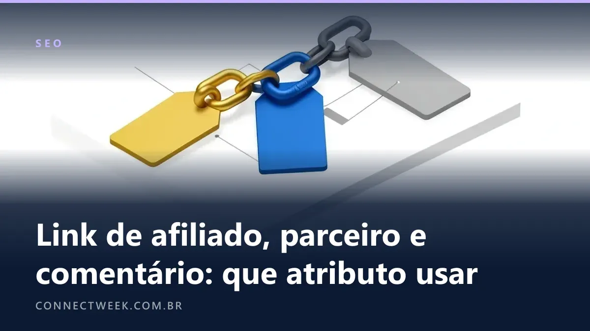 Três elos de corrente com etiquetas de cores diferentes ligando blocos de páginas