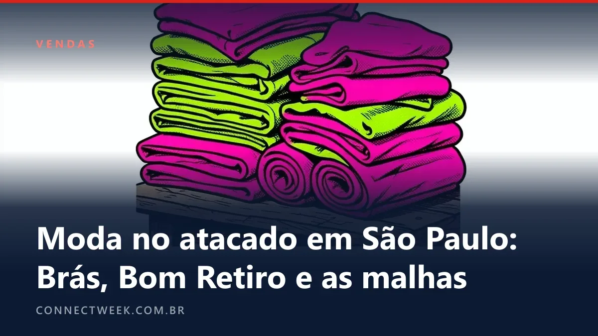 Arte pop em rosa e verde-limão de pilhas de malhas dobradas e rolos de tecido sobre uma mesa de madeira