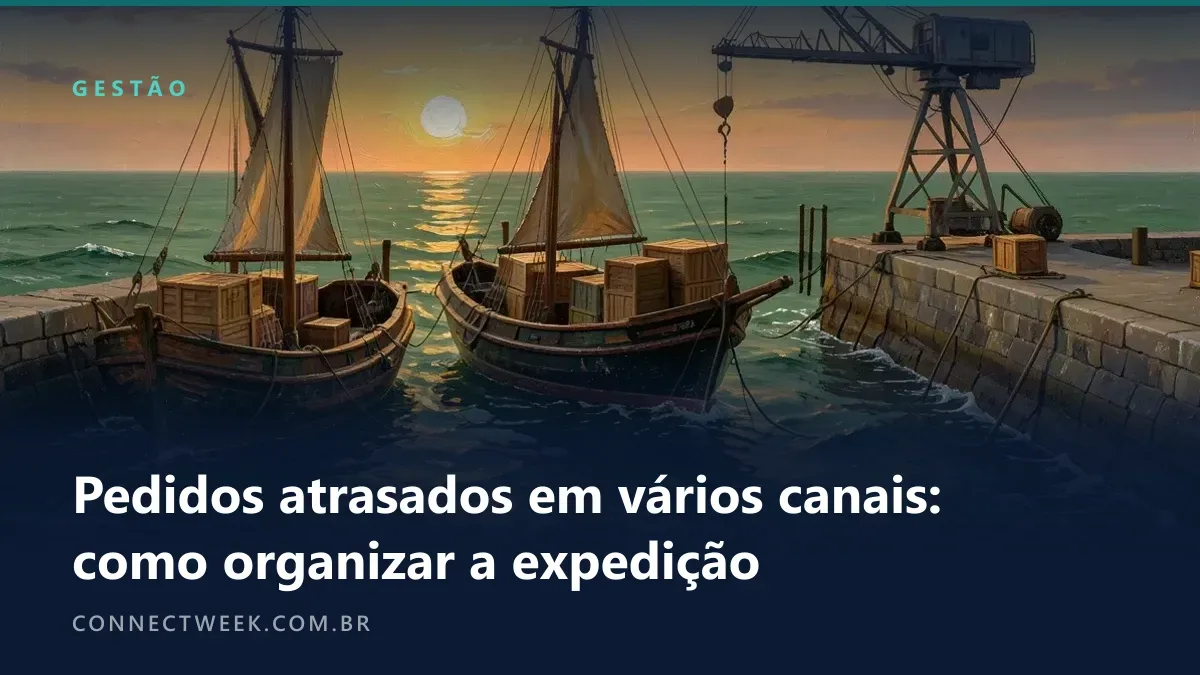 Pintura marinha de dois barcos carregados de caixotes chegando juntos a um cais com guindaste ao pôr do sol