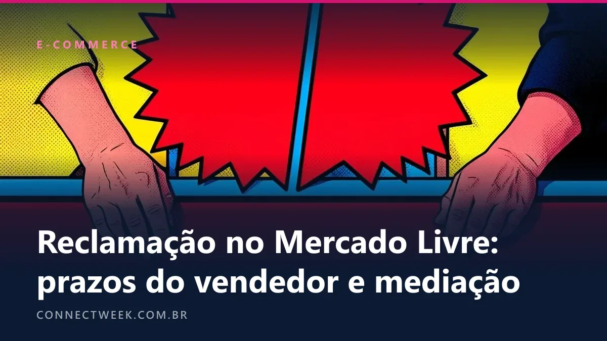 Arte pop com balão de fala vermelho e recortado sobre um balcão, dividido em duas metades por uma linha azul