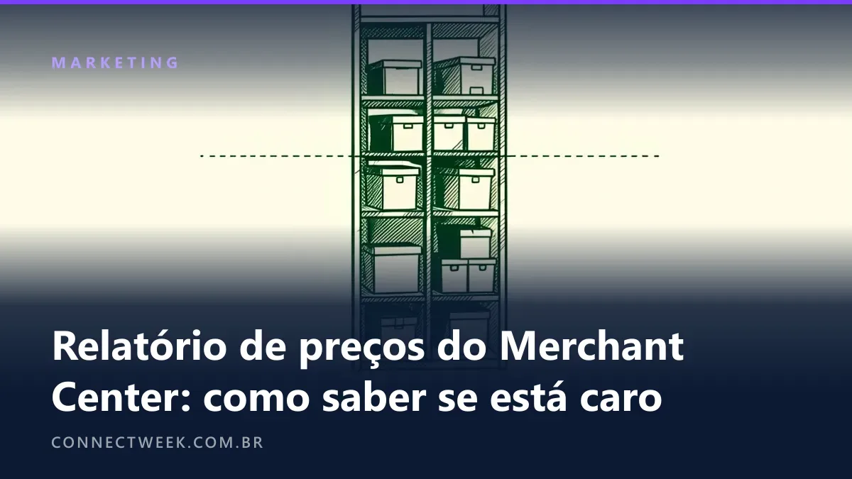Corte técnico em verde-escuro e creme de uma prateleira com caixas de alturas diferentes cortadas por uma linha tracejada