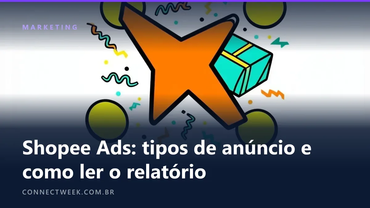 Ilustração em estilo Memphis com um cursor em forma de seta apontando para um pacote e discos saltando ao redor