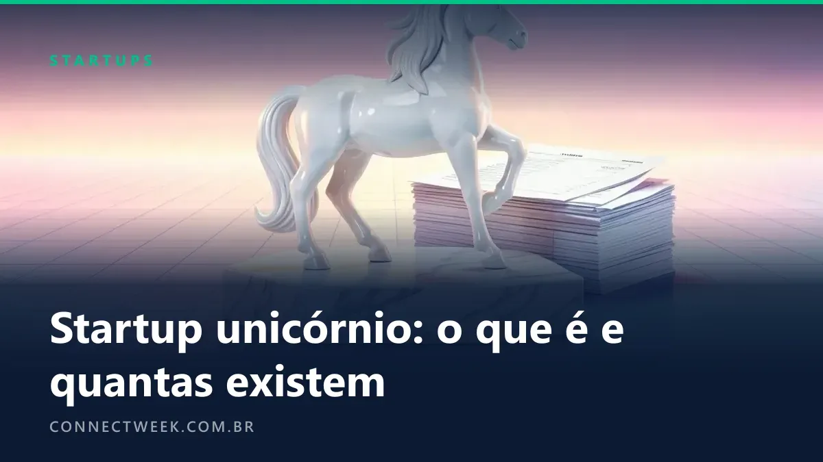 Estátua de unicórnio sobre pedestal de mármore num horizonte vaporwave