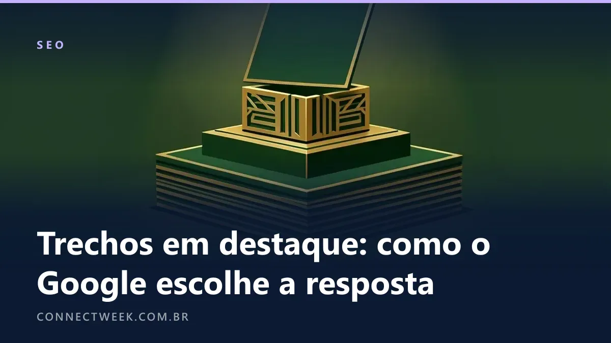 Pilha de páginas com uma delas erguida num pedestal dourado sob um holofote