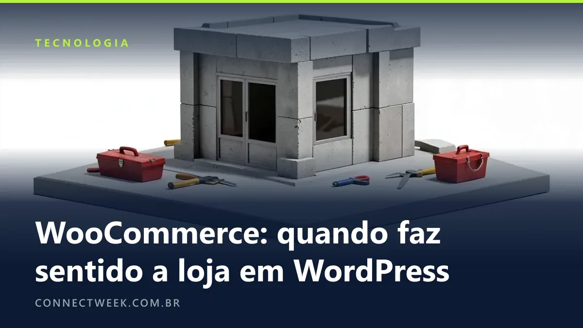 Maquete de loja em construção com ferramentas e blocos de encaixe