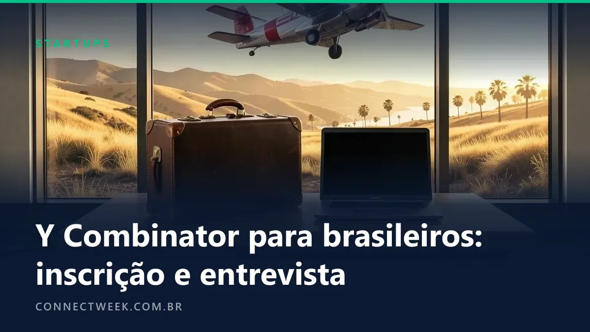 Mala e notebook diante da janela do aeroporto com avião decolando
