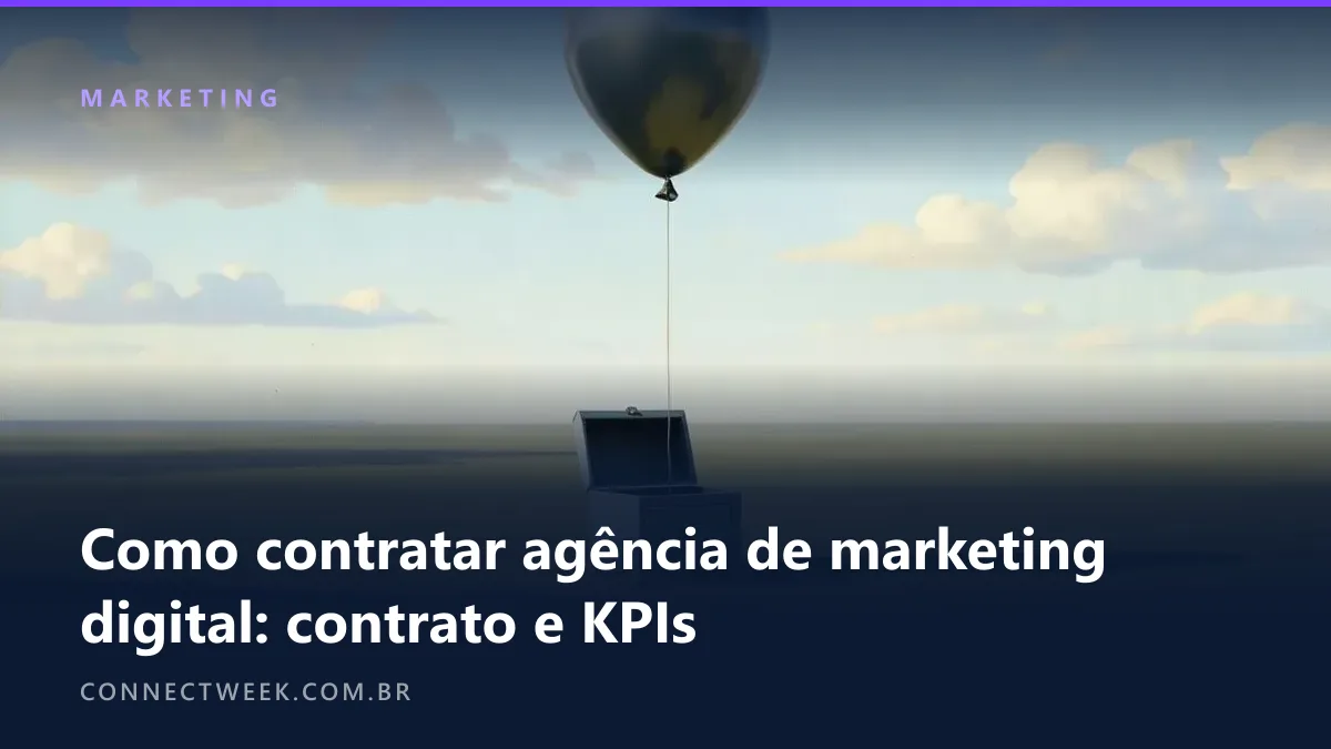 Pintura surrealista de um balão prateado enorme preso por um fio a uma caixinha de metal aberta e vazia num campo