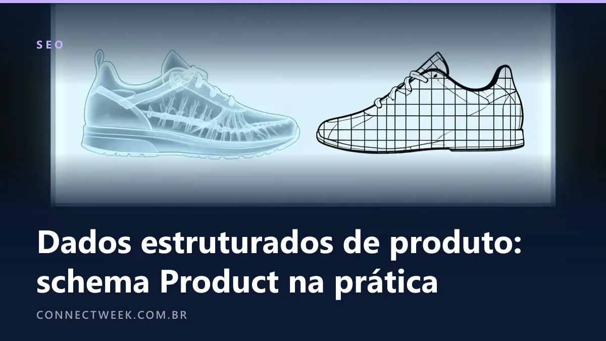 Raio-X estilizado em azul-claro de um tênis e, ao lado, o mesmo tênis reduzido a uma grade de células ligadas por linhas