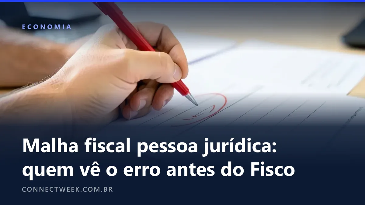 Mão de contador circulando com caneta uma linha de um demonstrativo impresso, segunda folha ao lado para comparação