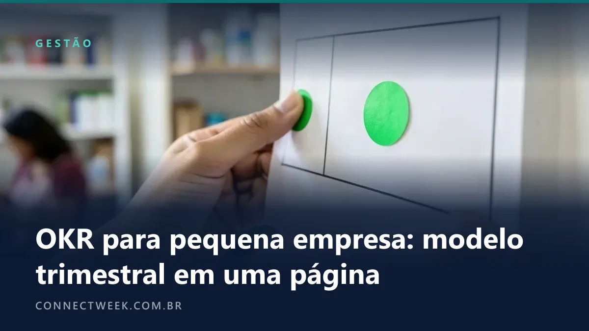 Folha única presa na parede com três quadros em branco, mão colando um adesivo verde redondo num deles