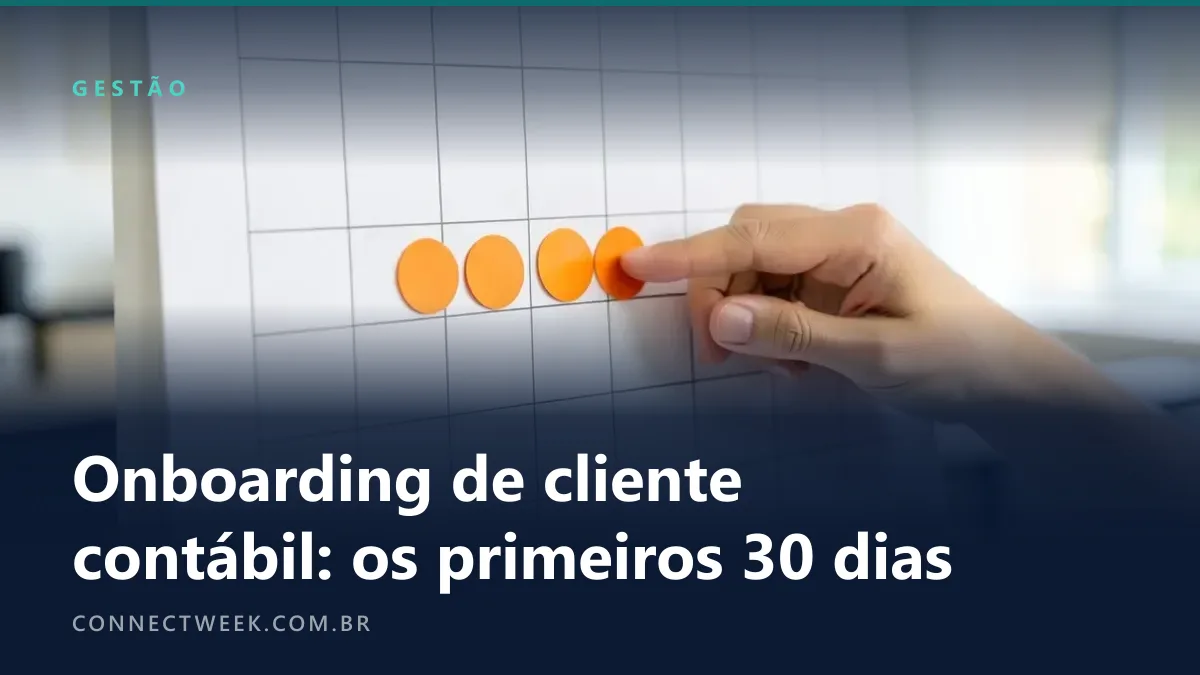 Dedo pressionando um adesivo redondo laranja num quadro de parede quadriculado em branco, no fim de uma fileira de quatro adesivos