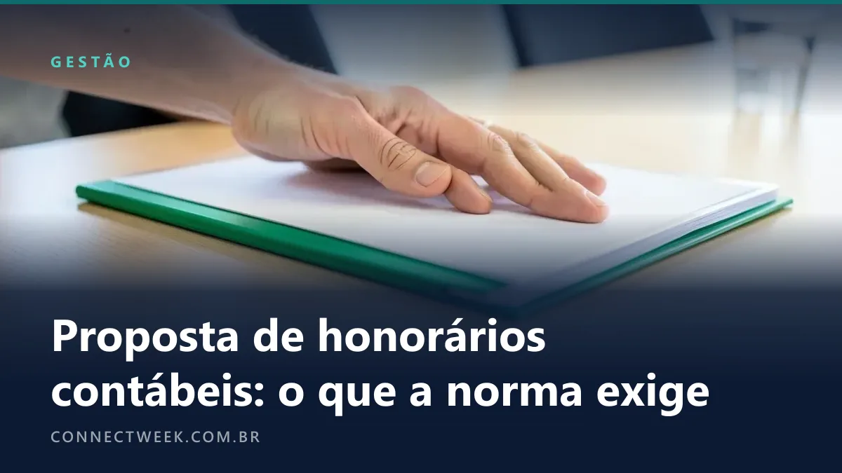 Mão espalmada sobre um documento em branco dentro de uma pasta verde, numa mesa de reunião
